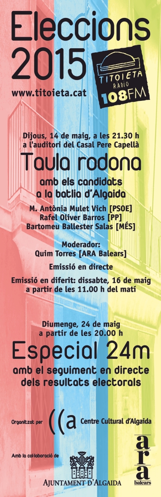 Avui vespre Taula rodona electoral organitzada per Titoieta Ràdio