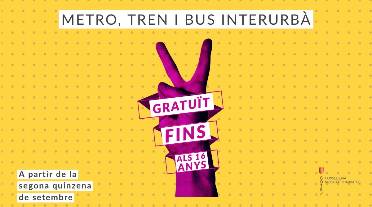 Els serveis de bus interurbà, tren i metro seran gratuïts per als menors de fins a 16 anys a partir de setembre