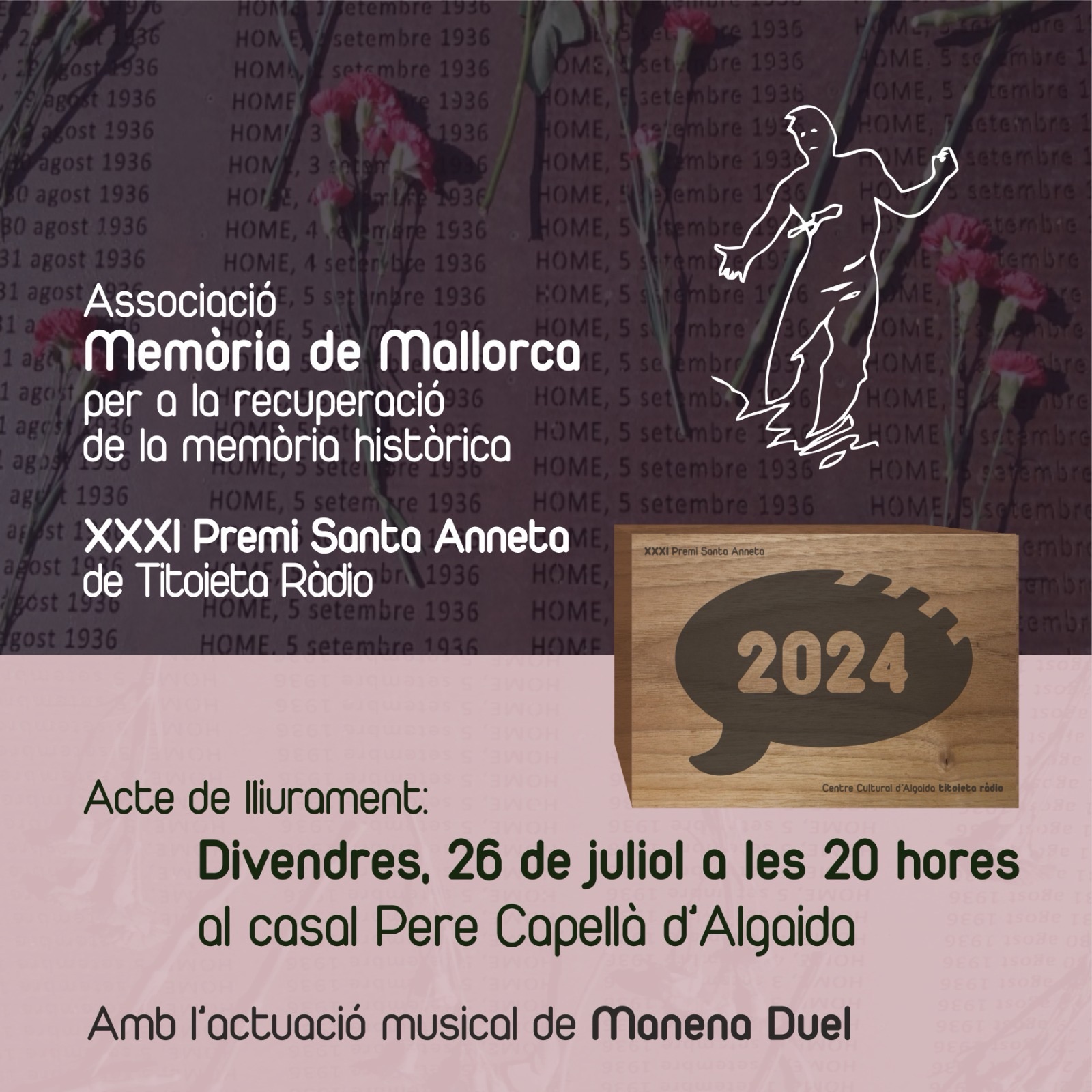 Titoieta Ràdio atorga el XXXI Premi Santa Anneta a  l’associació Memòria de Mallorca